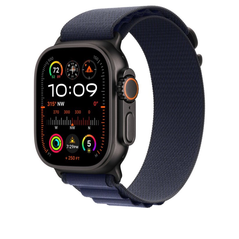Apple Watch 49mm námořnicky modrý Alpský tah - S - provedení z černého titanu