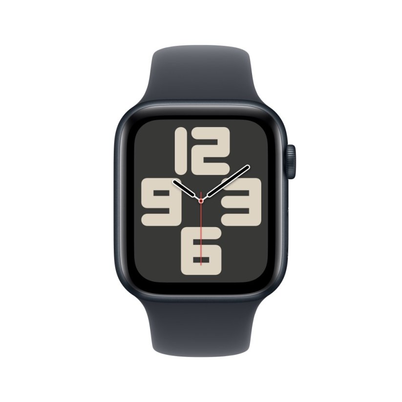 Apple Watch SE 44mm Temně inkoustový hliník s temně inkoustovým sportovním řemínkem - S/M