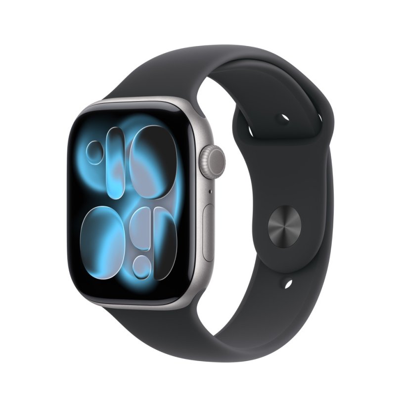 Apple Watch Series 11 42mm vesmírně šedý hliník s černým sportovním řemínkem M/L