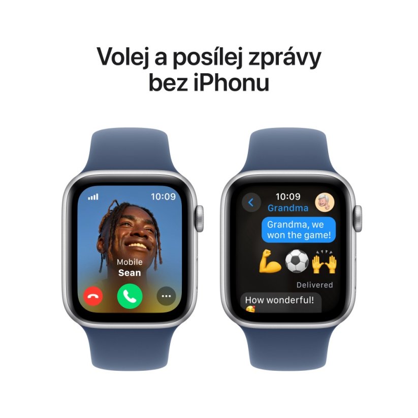 Apple Watch SE Cellular 40mm Stříbrný hliník s denimovým sportovním řemínkem - M/L