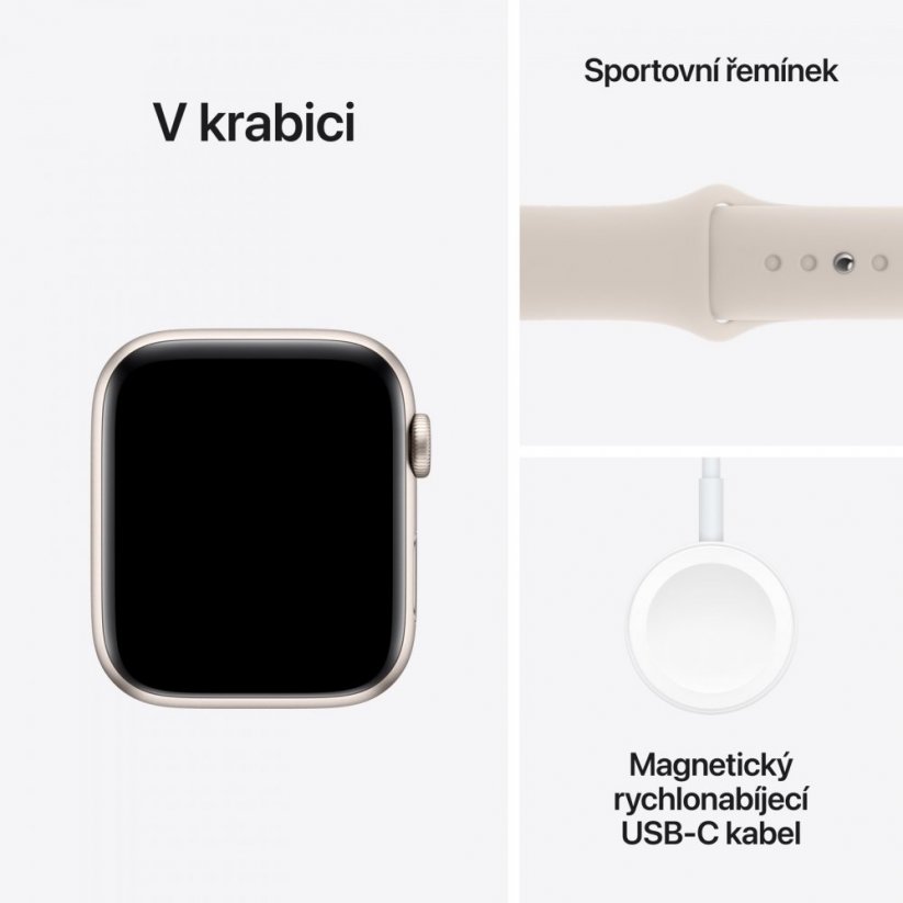 Apple Watch SE 44mm Hvězdně bílý hliník s hvězdně bílým sportovním řemínkem - S/M