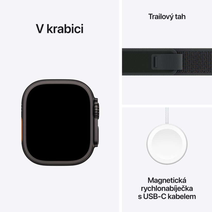 Apple Watch Ultra 2 49mm černý titan s černým trailovým tahem M/L
