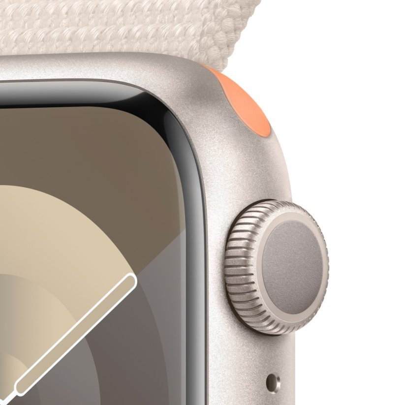 Apple Watch Series 9 41mm Hvězdně bílý hliník s hvězdně bílým provlékacím sportovním řemínkem