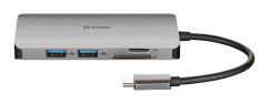 D-Link 8 v 1 adaptér z USB-C na HDMI, Gigabit Ethernet, se čtečkou SD/microSD karet a funkcí Power Delivery