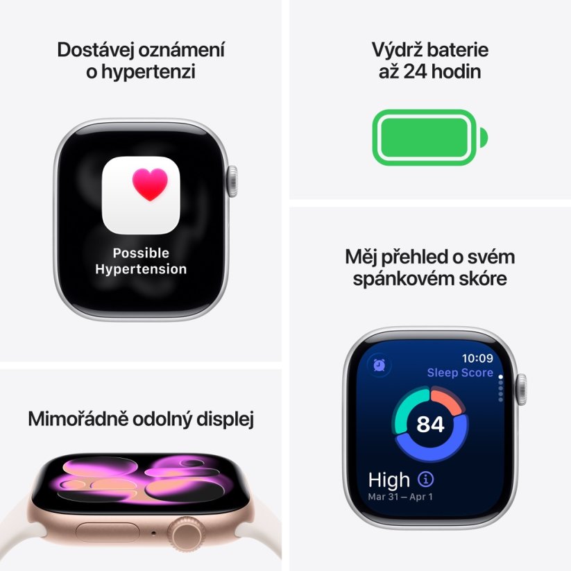 Apple Watch Series 11 Cellular 46mm stříbrný hliník s mlžně fialovým sportovním řemínkem M/L