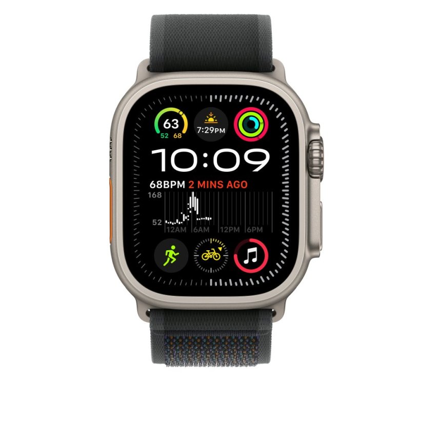 Apple Watch 49mm černý Trailový tah - M/L - provedení z přírodního titanu