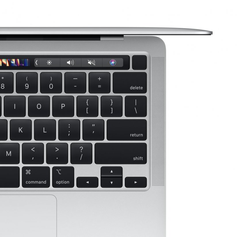 Detailní pohled na Touch Bar u MacBook Pro s čipem M2 ve stříbrné barvě