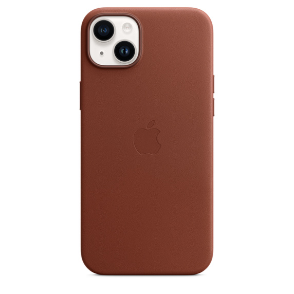Cihlově hnědý kožený kryt s MagSafe pro iPhone 14 Plus