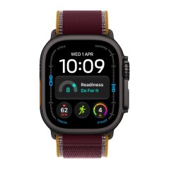 Apple Watch Ultra 4 49mm černý titan s burgundsky červeným trailovým tahem M/L