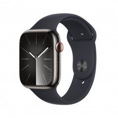 Apple Watch Series 9 Cellular 45mm Grafitově šedý nerez s temně inkoustovým sportovním řemínkem - M/L