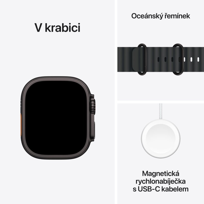 Apple Watch Ultra 2 49mm černý titan s černým oceánským řemínkem