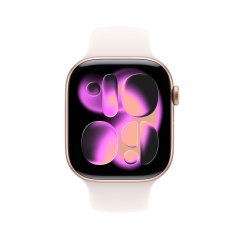 Apple Watch Series 11 46mm růžově zlatý hliník se světle ruměným sportovním řemínkem S/M