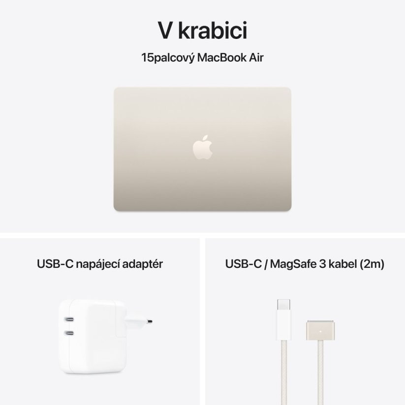 Apple MacBook Air 15"/M4/15,3"/2880x1864/16GB/256GB SSD/M4/Sequoia/Starlight/1R