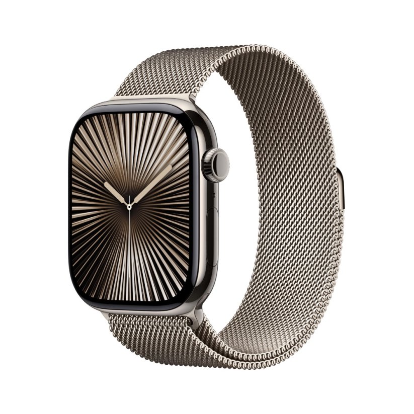 Apple Watch Series 10 46mm Cellular přírodní titan s přírodním milánským tahem M/L