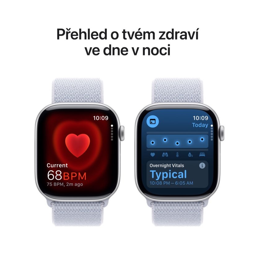 Apple Watch Series 10 42mm stříbrný hliník s oblačně modrým provlékacím řemínkem