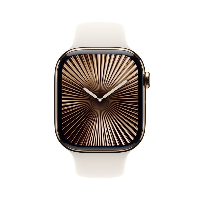 Apple Watch Series 10 46mm Cellular zlatý titan s hvězdně bílým sportovním řemínkem S/M