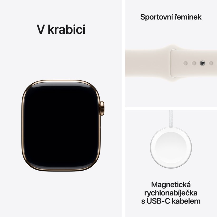 Apple Watch Series 10 46mm Cellular zlatý titan s hvězdně bílým sportovním řemínkem S/M