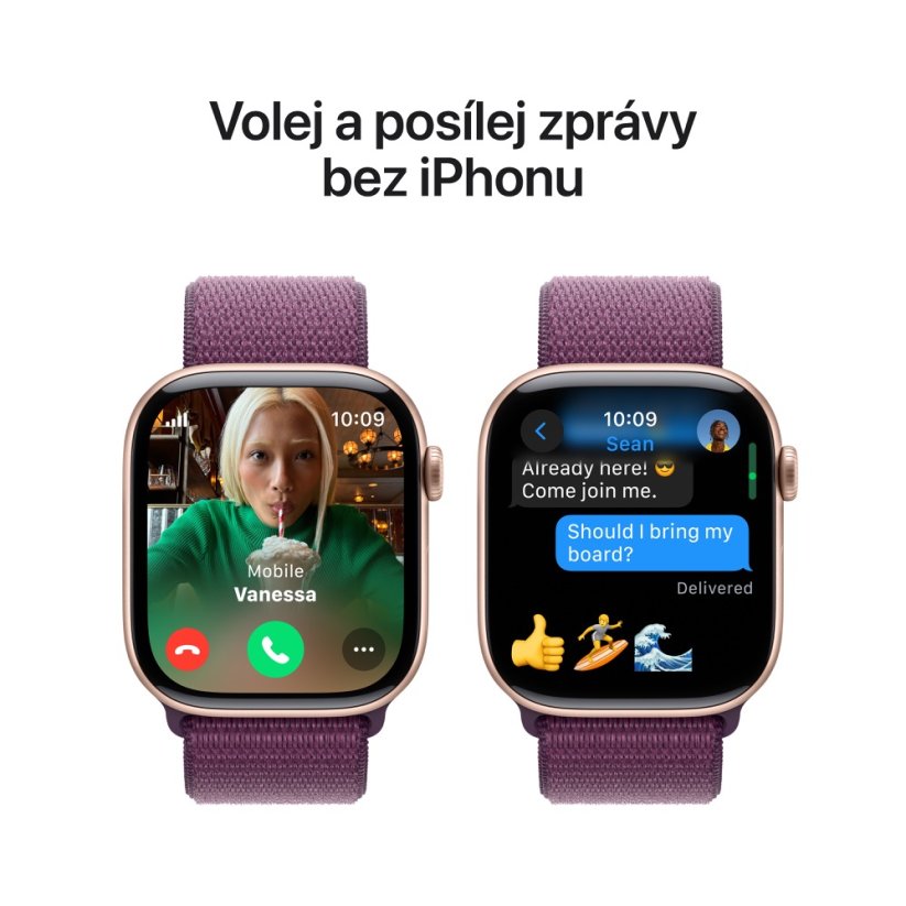Apple Watch Series 10 42mm růžově zlatý hliník se švestkovým provlékacím řemínkem