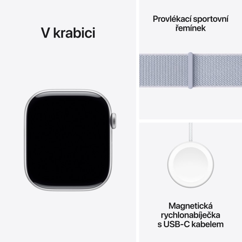 Apple Watch Series 10 42mm Cellular stříbrný hliník s oblačně modrým provlékacím řemínkem