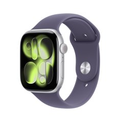 Apple Watch Series 11 Cellular 46mm stříbrný hliník s mlžně fialovým sportovním řemínkem S/M