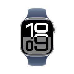 Apple Watch Series 10 42mm Cellular stříbrný hliník s denimovým sportovním řemínkem S/M