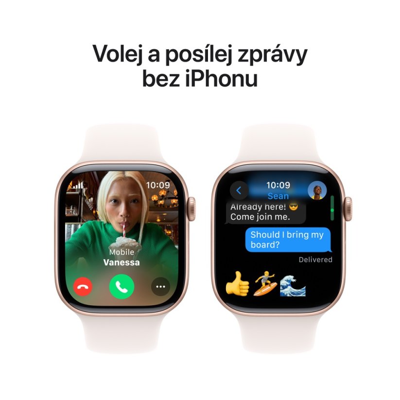Apple Watch Series 10 46mm Cellular růžově zlatý hliník se světle ruměným sportovním řemínkem M/L